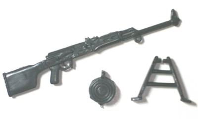 RPK PKM Machine Gun w/ Ammo Drum & Bipod - 1:18 Scale Weapon for 3-3/4 Inch Action Figures