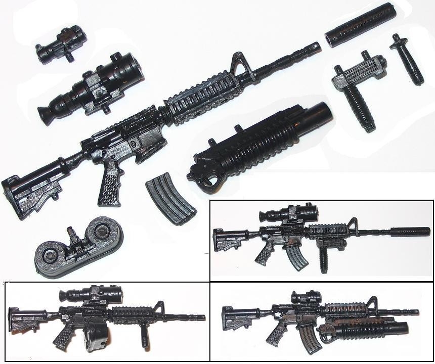 Assault Rifle fits compatible with toy brick minifigures Army M4 M4A4 W133 