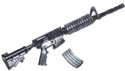 M4 Carbine Assault Rifle with Ammo Mag BLACK Version BASIC - "Modular" 1:18 Scale Weapon for 3-3/4 Inch Action Figures