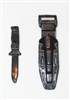 Fighting Knife with Sheath BLACK Hard Plastic- 1:18 Scale Weapon for 3 3/4 Inch Action Figures