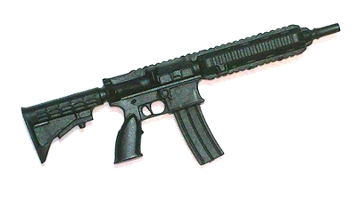 FOS Rifle w/ Mag BLACK Version BASIC - "Modular" 1:18 Scale Weapon for 3-3/4 Inch Action Figures