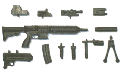 FOS Rifle with Accessories BLACK Version DELUXE - "Modular" 1:18 Scale Weapon for 3-3/4 Inch Action Figures
