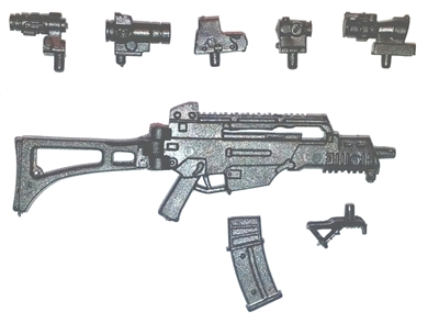 COMMANDO Assault Rifle with Accessories BLACK Version DELUXE - "Modular" 1:18 Scale Weapon for 3-3/4 Inch Action Figures
