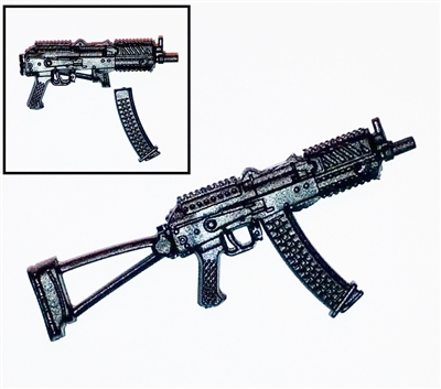 AKs74u "Mini AK" Assault Rifle w/ Mag BLACK Version BASIC - "Modular" 1:18 Scale Weapon for 3-3/4 Inch Action Figures