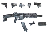 ACR Rifle w/ Accessories BLACK Version DELUXE - "Modular" 1:18 Scale Weapon for 3-3/4 Inch Action Figures