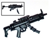 SWAT Machine Gun w/ Mag & Working Stock BLACK Version BASIC - "Modular" 1:18 Scale Weapon for 3-3/4 Inch Action Figures