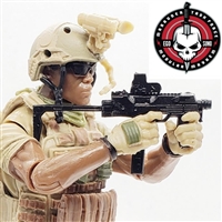 T9 Submachinegun with WORKING Stock BLACK Version - "Modular" 1:18 Scale Weapon for 3-3/4 Inch Action Figures