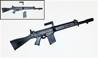 FN FAL Assault Rifle with Handle & Magazine BLACK Version - 1:18 Scale Weapon for 3-3/4 Inch Action Figures
