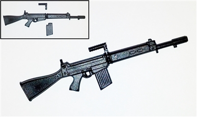 FN FAL Rifle with Handle & Magazine BLACK Version - 1:18 Scale Weapon for 3-3/4 Inch Action Figures