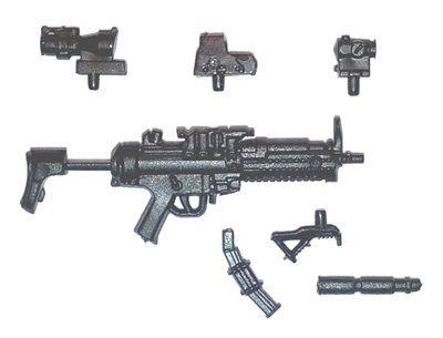 SWAT Machine Gun with Accessories BLACK Version DELUXE - "Modular" 1:18 Scale Weapon for 3-3/4 Inch Action Figures