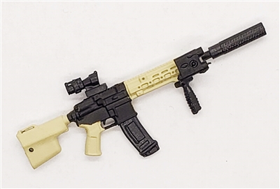 FO6R Rifle w/ Mag TAN & BLACK Version DELUXE - "Modular" 1:18 Scale Weapon for 3-3/4 Inch Action Figures