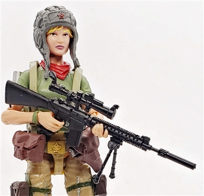 SOPMOD BLACK AR Sniper Rifle with Scope, Bipod, Suppressor & Ammo Mag - "Modular" 1:18 Scale Weapon for 3-3/4 Inch Action Figures