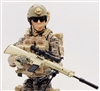 SOPMOD TAN & BLACK AR Sniper Rifle with Scope, Bipod, Suppressor & Ammo Mag - "Modular" 1:18 Scale Weapon for 3-3/4 Inch Action Figures