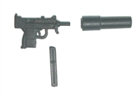 MAC-10 Machine Gun w/ Mag & Silencer BLACK Version BASIC - "Modular" 1:18 Scale Weapon for 3-3/4 Inch Action Figures