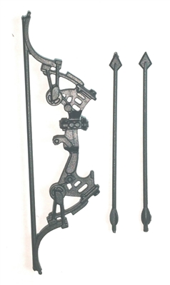 Compound Bow with Arrows BLACK Version - "Modular" 1:18 Scale Weapon for 3-3/4 Inch Action Figures