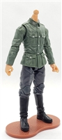 MTF WWII - GERMAN Soldier "Early War" Green Shirt & Gray Pants, LIGHT Skin Tone (WITHOUT Head) - 1:18 Scale Marauder Task Force Action Figure