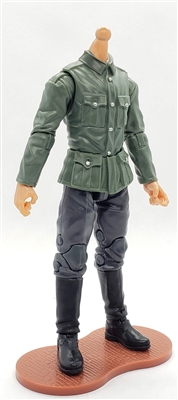 MTF WWII - GERMAN Soldier "Early War" Green Shirt & Gray Pants, LIGHT Skin Tone (WITHOUT Head) - 1:18 Scale Marauder Task Force Action Figure