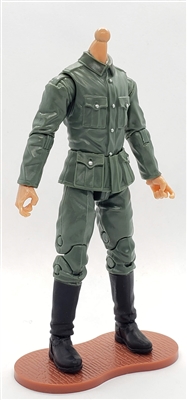 MTF WWII - GERMAN Soldier "Late War" Green Shirt & Green Pants, LIGHT Skin Tone (WITHOUT Head) - 1:18 Scale Marauder Task Force Action Figure