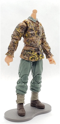 MTF WWII - GERMAN Soldier Panzer Grenader in Tan/Brown Oak Leaf CAMO, LIGHT Skin Tone (WITHOUT Head) - 1:18 Scale Marauder Task Force Action Figure