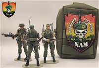 Marauder "LRRP" 3-MAN TEAM with AMMO POUCH CARRYING CASE & NAM Patch - 1:18 Scale Marauder Task Force Action Figures