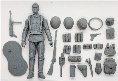 MTF WWII - Deluxe GERMAN SOLID GRAY ARMYMAN with Gear - 1:18 Scale Marauder Task Force Action Figure