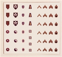 WWII MTF: US Army Insignia Die-Cut Sticker Sheet #1 - 1:18 Scale Accessories for 3 3/4 Inch Action Figures