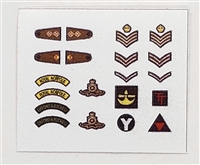 WWII MTF: British Army Insignia Die-Cut Sticker Sheet #1 - 1:18 Scale Accessories for 3 3/4 Inch Action Figures