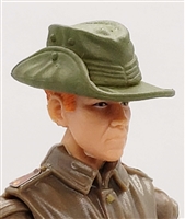 WWII British: GREEN "Aussie" Bush Hat  - 1:18 Scale Modular MTF Accessory for 3-3/4" Action Figures