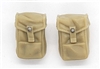 WWII British:  SMALL Ammo / Utility Pouches (Set of TWO) P37- 1:18 Scale Modular MTF Accessories for 3-3/4" Action Figures