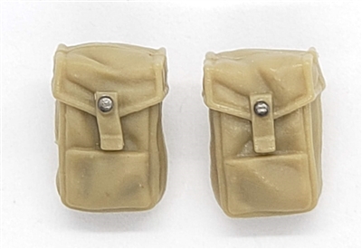 WWII British:  SMALL Ammo / Utility Pouches (Set of TWO) P37- 1:18 Scale Modular MTF Accessories for 3-3/4" Action Figures