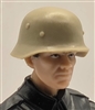 WWII German: TAN M35 Helmet - 1:18 Scale Modular MTF Accessory for 3-3/4" Action Figures