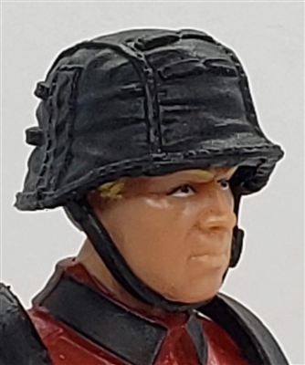 WWII German: Black M42 Helmet with CLOTH Cover - 1:18 Scale Modular MTF Accessory for 3-3/4" Action Figures