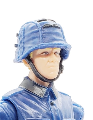 WWII German: Blue M42  Helmet with CLOTH Cover - 1:18 Scale Modular MTF Accessory for 3-3/4" Action Figures