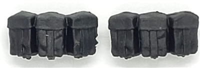 WWII German:  Black Rifle Ammo Pouches (Set of TWO) - 1:18 Scale Modular MTF Accessories for 3-3/4" Action Figures