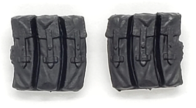 WWII German:  BLACK MP44 STG-44 Ammo Pouches (Set of TWO) "Sturmgewehr" - 1:18 Scale Modular MTF Accessories for 3-3/4" Action Figures
