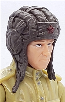 WWII Russian: BROWN Tanker Hat (Tank Helmet) - 1:18 Scale Modular MTF Accessory for 3-3/4" Action Figures