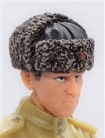 WWII Russian: BROWN Fur Hat USHANKA - 1:18 Scale Modular MTF Accessory for 3-3/4" Action Figures