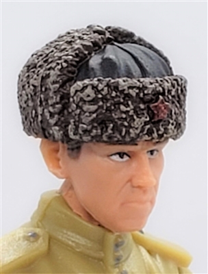 WWII Russian: BROWN Fur Hat USHANKA - 1:18 Scale Modular MTF Accessory for 3-3/4" Action Figures