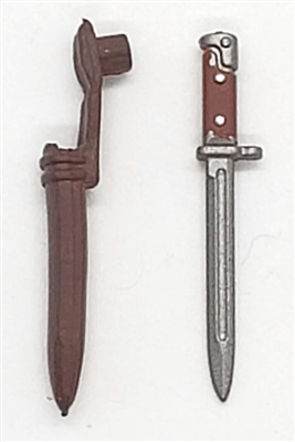 WWII Russian:  Bayonet / Fighting Knife with Sheath - 1:18 Scale Modular MTF Accessory for 3-3/4" Action Figures