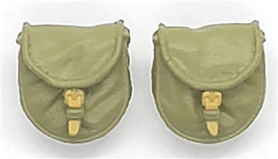 WWII Russian:  Ppsh Machine Gun Drum Ammo Pouches (Set of TWO) - 1:18 Scale Modular MTF Accessories for 3-3/4" Action Figures