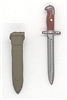 WWII US:  Bayonet with Sheath - 1:18 Scale Modular MTF Accessory for 3-3/4" Action Figures