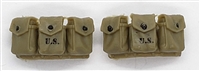 WWII US:   BAR Rifle Ammo Pouches (Set of TWO) - 1:18 Scale Modular MTF Accessories for 3-3/4" Action Figures
