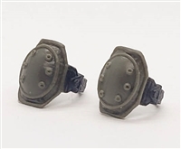Knee Pads with Strap DARK OLIVE GREEN & Black Version (PAIR) - 1:18 Scale Modular MTF Accessory for 3-3/4" Action Figures