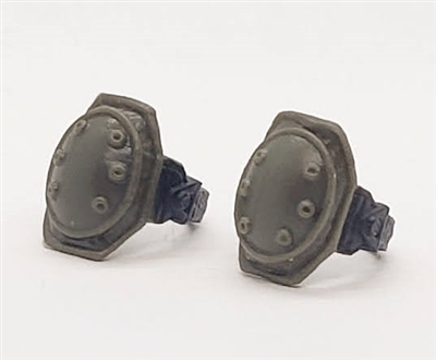 Knee Pads with Strap DARK OLIVE GREEN & Black Version (PAIR) - 1:18 Scale Modular MTF Accessory for 3-3/4" Action Figures