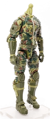 MTF Male Trooper Body WITHOUT Head OLIVE GREEN CAMO "Ambush-Ops" Armor Leg Version BASIC - 1:18 Scale Marauder Task Force Action Figure