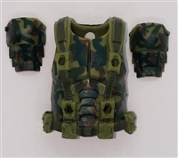 Male Vest: Armor Type OLIVE GREEN CAMO Version - 1:18 Scale Modular MTF Accessory for 3-3/4" Action Figures