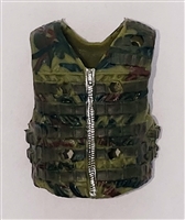 Male Vest: Tactical Type OLIVE GREEN CAMO Version - 1:18 Scale Modular MTF Accessory for 3-3/4" Action Figures