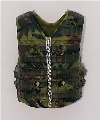 Male Vest: Tactical Type OLIVE GREEN CAMO Version - 1:18 Scale Modular MTF Accessory for 3-3/4" Action Figures