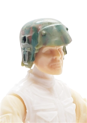 Headgear: Armor Helmet OLIVE GREEN CAMO Version - 1:18 Scale Modular MTF Accessory for 3-3/4" Action Figures