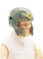 Headgear: Tactical Helmet OLIVE GREEN CAMO Version - 1:18 Scale Modular MTF Accessory for 3-3/4" Action Figures